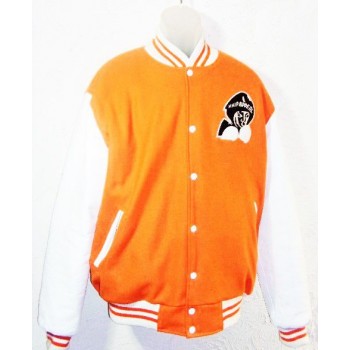 Orange Wool Varsity Logo Jacket 
